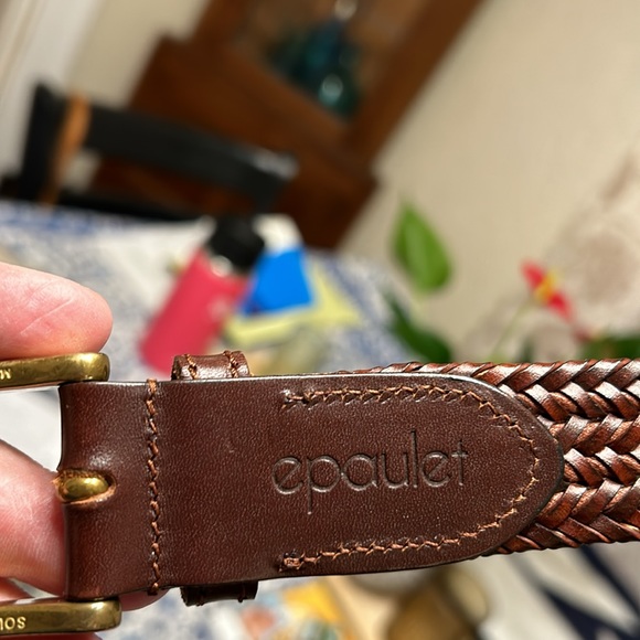 Epaulet woven leather belt waist size 32-34 - Picture 3 of 9
